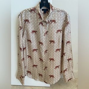 J.Crew Silk Twill Tiger Shirt Size 6